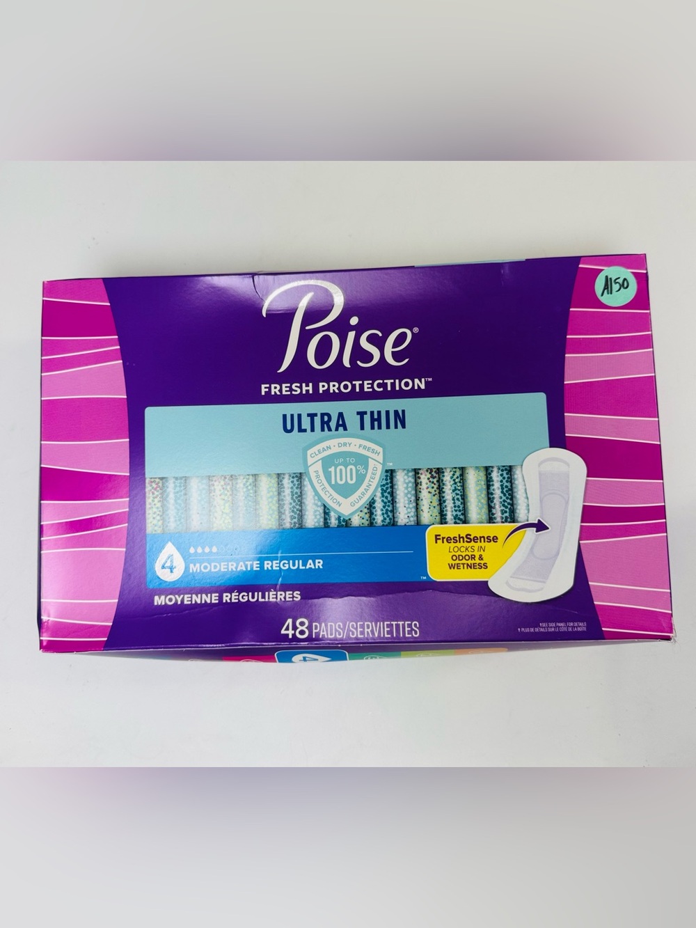Poise Fresh Protection Ultra Thin Pads Moderate Regular 48 Count Level 4